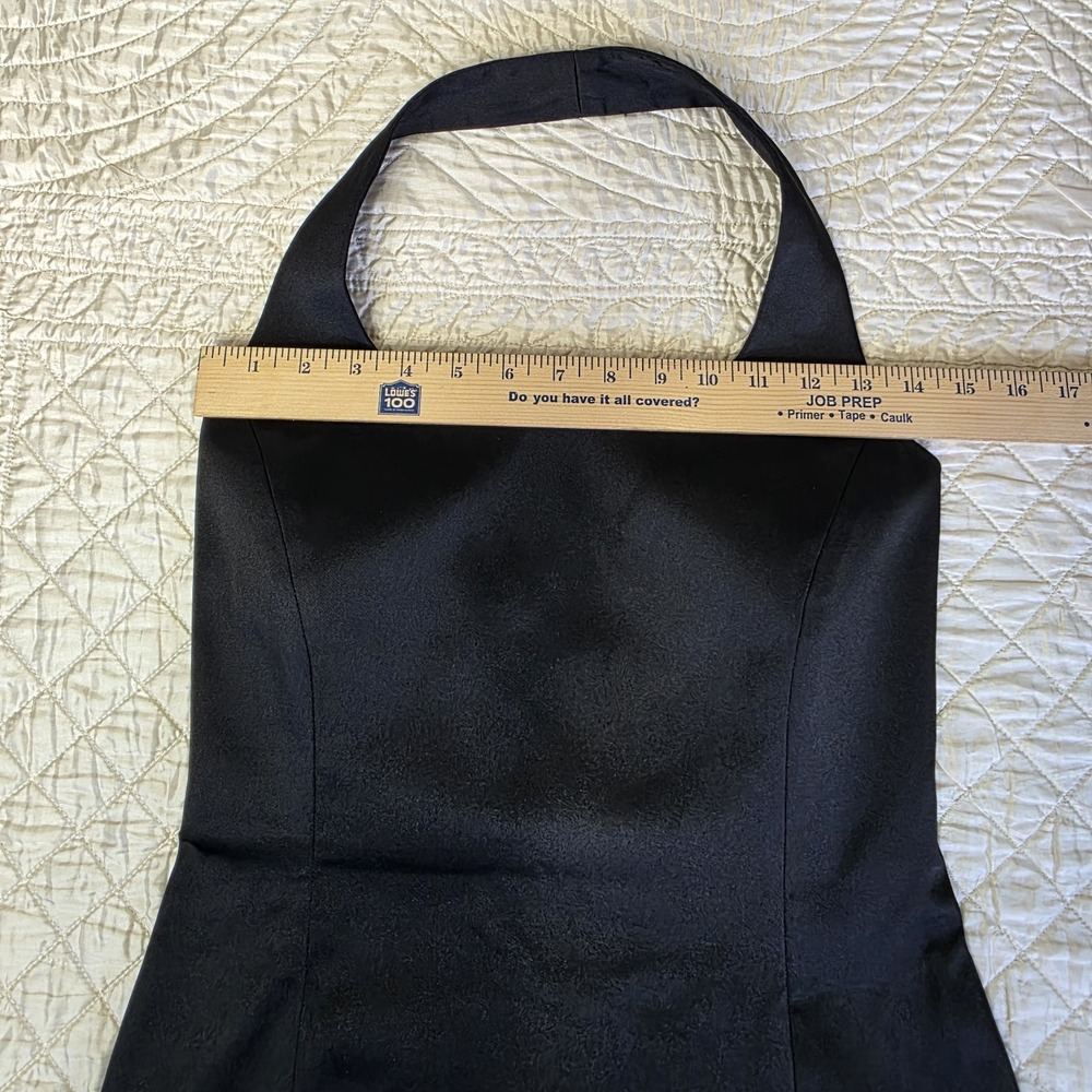 Vintage 90s Laundry Womens Black 8‎ Formal Halter Cocktail Party Dress Slit HOCO - Picture 5 of 15